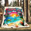 1pc Tropical Paradise Outdoor Flannel Blanket Soft All Season Polyester Throw , Perfect for Picnics & Travel , Picnic Accessory