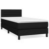 3140115 vidaXL Divan Bed with Mattress Black 100x200 Cm Fabric
