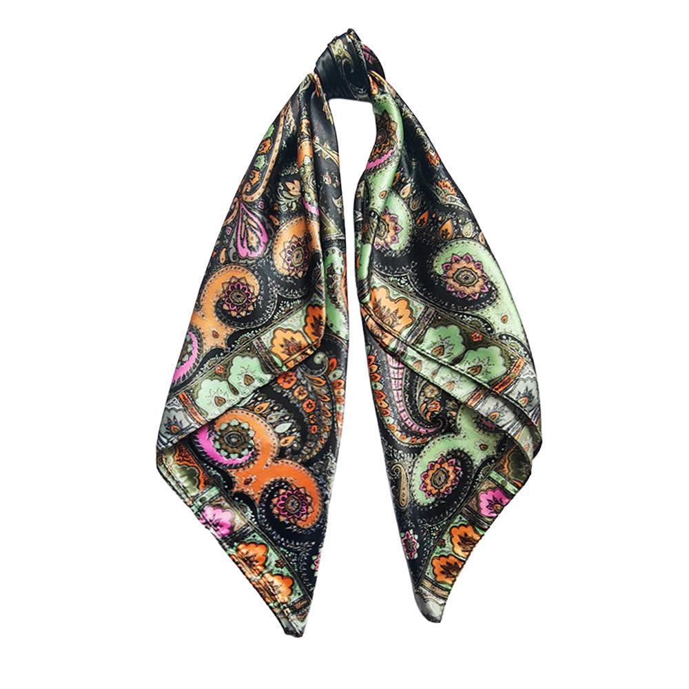 90cm Trendy Paisley Silk-Style Headscarf for Women - European American Design