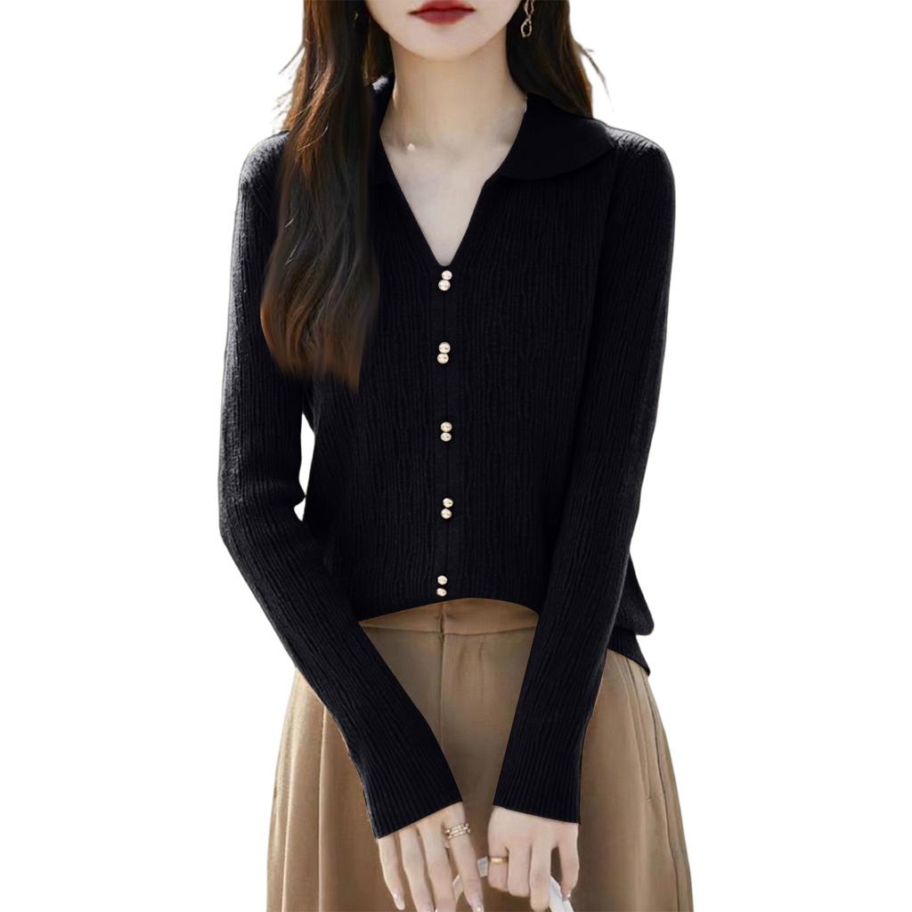 Women's Design Slimming Bottoming Sweater With Knitted Cardigan