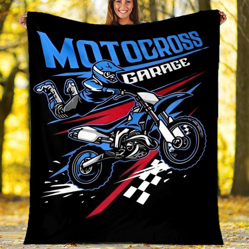 Coperta a Tema Stampata con Motivi di Moto da Fuoristrada - Perfetta per Divano, Letto, Viaggi e Uso Esterno | Lavabile in Lavatrice, Accogliente e Resistente.