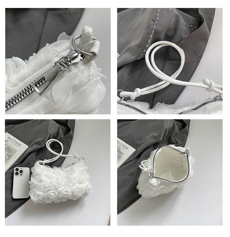 2025 Süße Blume Koreanischer Stil Schulterhandtasche - Frisch & Schlicht Lässiges Achseldesign für Herbst/Winter
