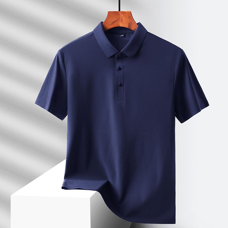 Dad's Summer Clothing Middle-aged Men's Short Sleeved T-shirt Summer Ice Silk Quick Drying Polo Shirt