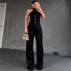 2025 Summer Women's Halter Top & High Waist Long Pants Set - European & American Style