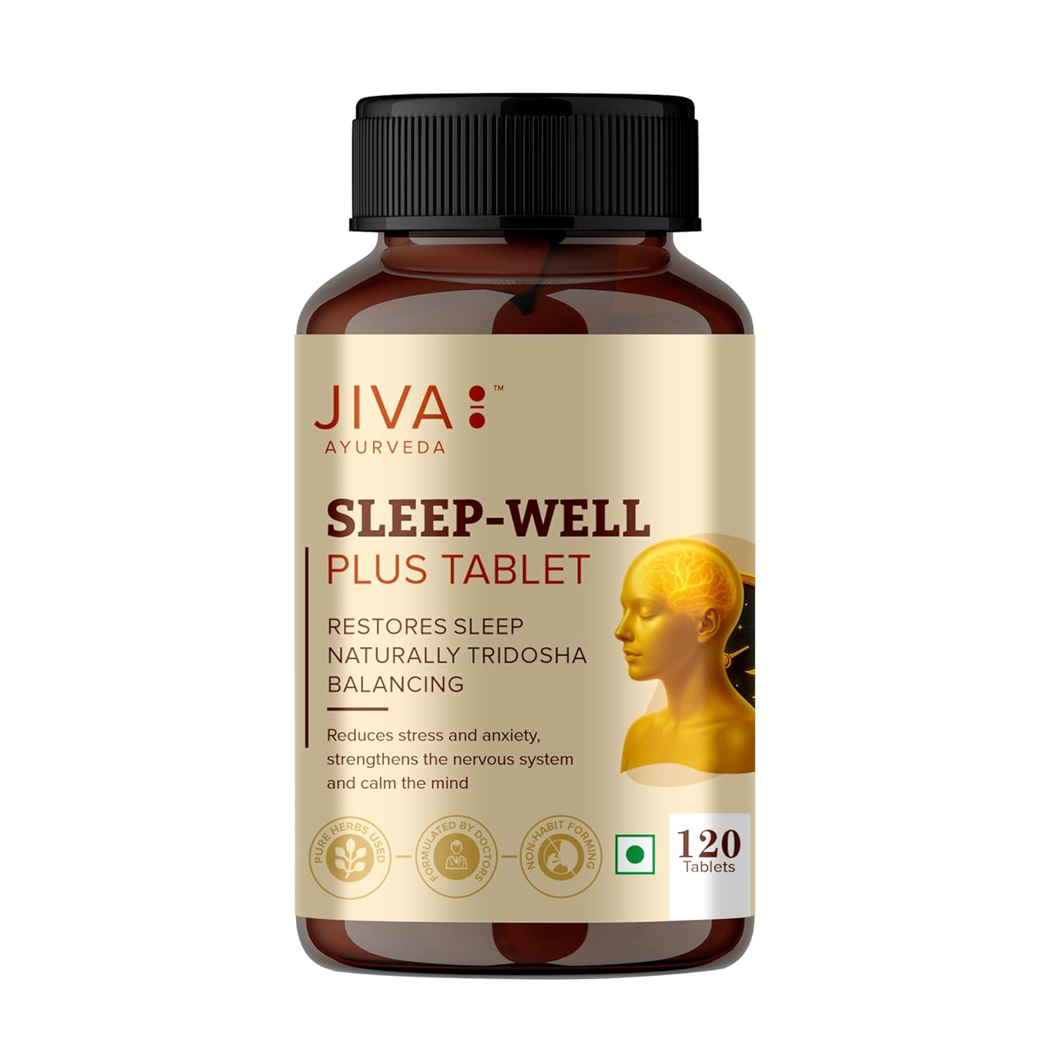 

Jiva Ayurveda Sleep Well Plus 120 Tablets for Deep Sleep Support Non-Habit Forming Chemical-Free