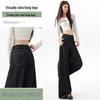 Women's Black and Gold High-Waisted Wide-Leg Denim Pants - 2025 Early Autumn Design