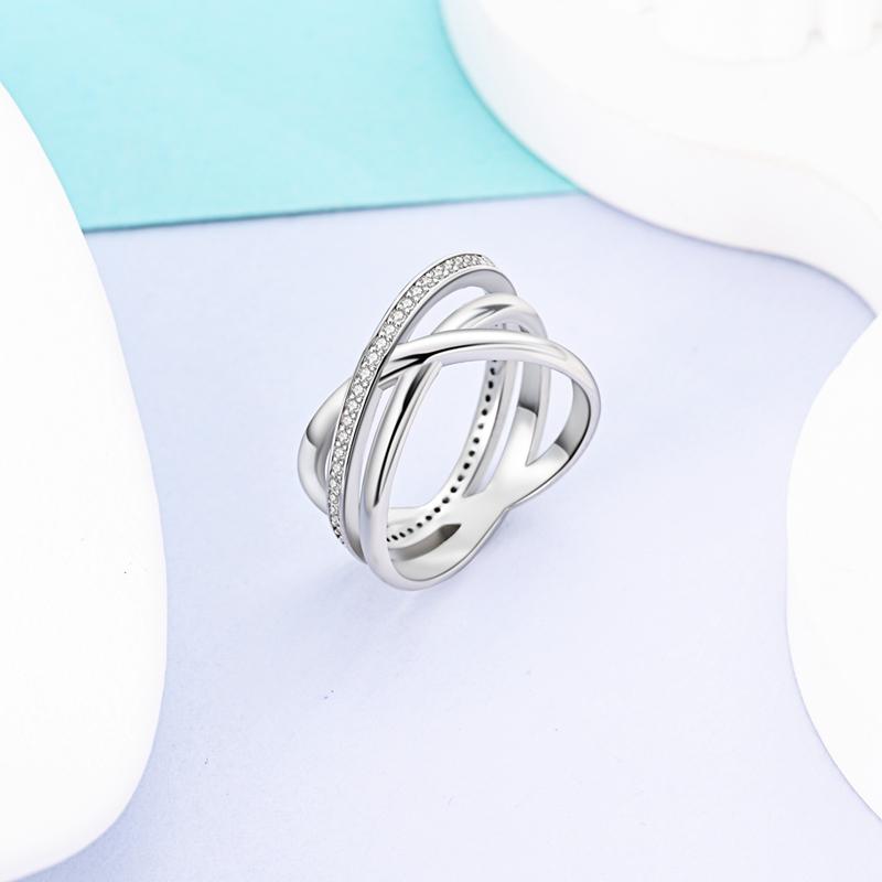 Rings For Women 925 Silver Sparkling Zircon Minimalist Geometric Star X Rings Romantic Wedding Engagement Valentine Jewelry Gift
