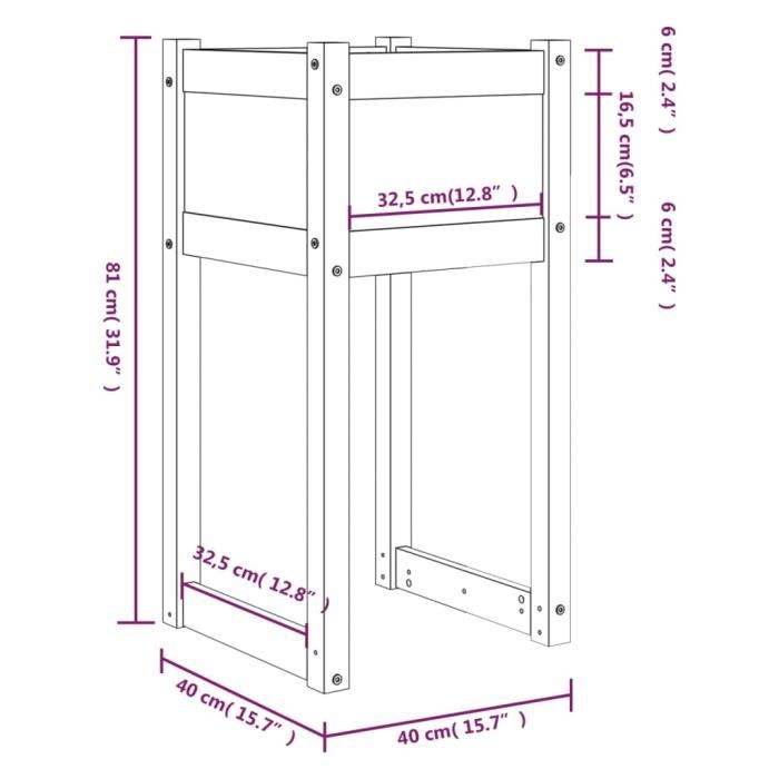 822128 vidaXL Jardinière Marron miel 40x40x81 cm Bois massif de pin