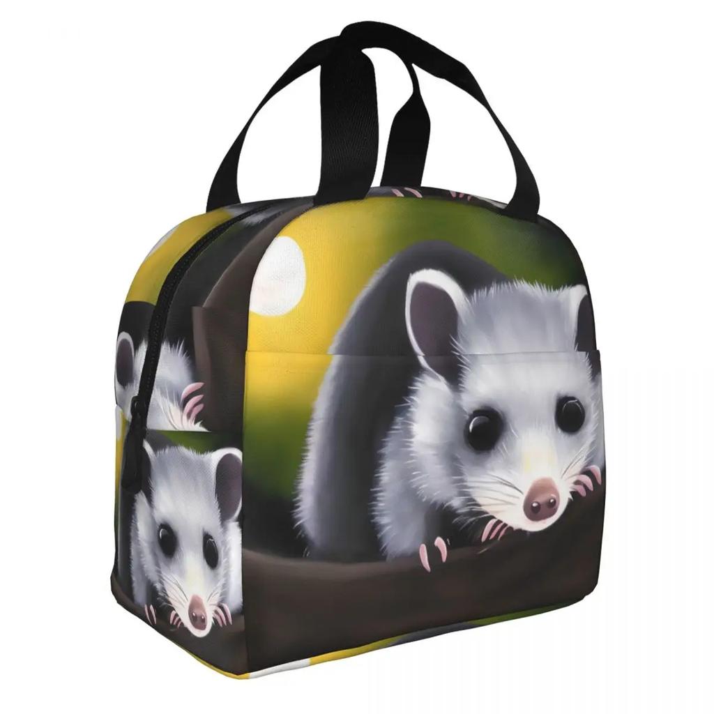 Opos w blasku księżyca Izolowane torby na lunch dla kobiet Zwierzę domowe Przenośna chłodziarka Termiczny pojemnik bento Praca Szkoła Podróż