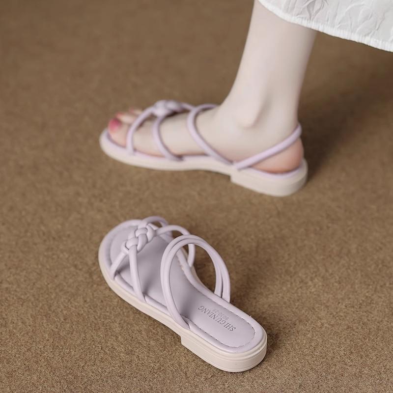 

Wasteland wind beautiful flat-bottomed small sandals women s outer wear 2025 summer two wear two-in-one soft-soled cool slippers 40 фіолетовий
