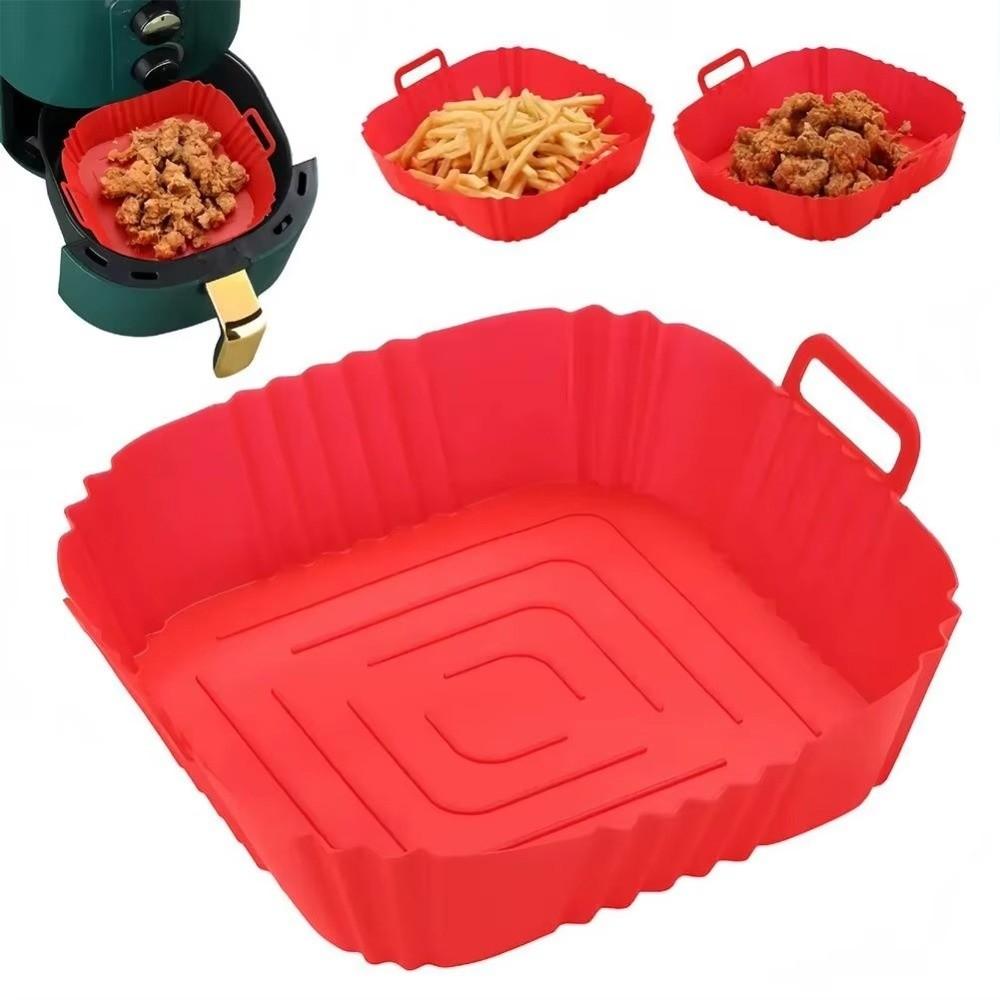 Reusable Silicone Air Fryer Liner Non-Stick 22cm Size Air Fryer Baking Tray Square Shape Air Fryer Basket Baking Accessory