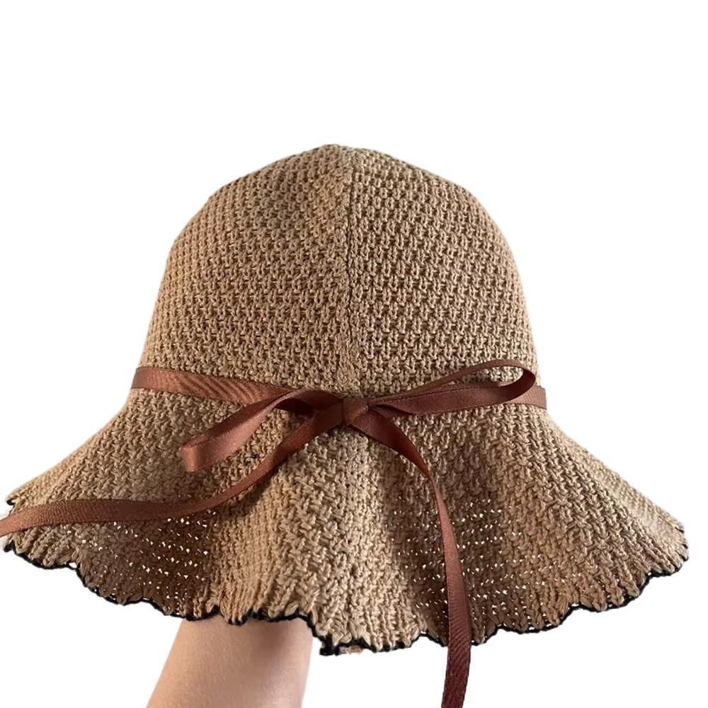 Foldable Knit Fisherman Hat UV Protection Summer Sunshade Visors Thin Crochet Bucket Hat  Beach