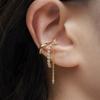 Fashion Double-layer Zircon Tassel Chain Cartilage Clip Earrings Women Gold Plated No Piercing Ear Cuff Luxury Wedding Jewelry