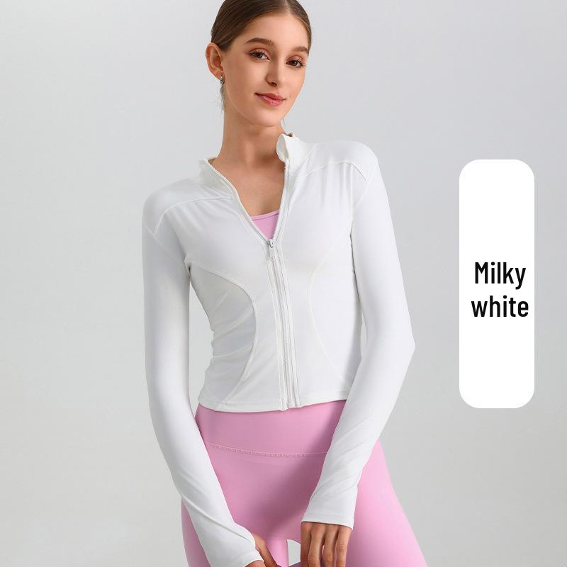 European & American Zipper Yoga Jacket - Quick-Drying, Slimming, Long Sleeve Fitness Top for Women