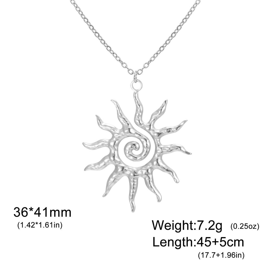 Teamer Spiral Sun Pendant Necklace Gold Stainless Steel Choker Vintage Jewelry Gift For Women Birthday