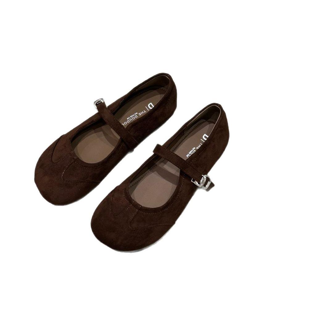 Retro Flat Bottom Shallow Mouth Single Shoes Women's 2025 Autumn New Models with Skirts Doudou Shoes Soft Sole Word with Mary Jane Shoes