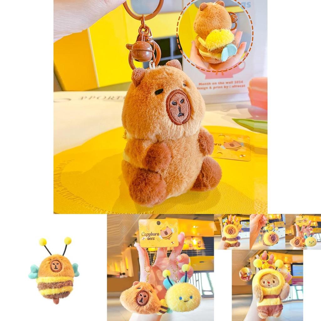 Adorable Capybara And Bee Story Plush Keychain Accessory For Gift Giving