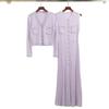 Cross-border spot new high-quality slim long-sleeved top knitted cardigan jacket + sleeveless dress set for women