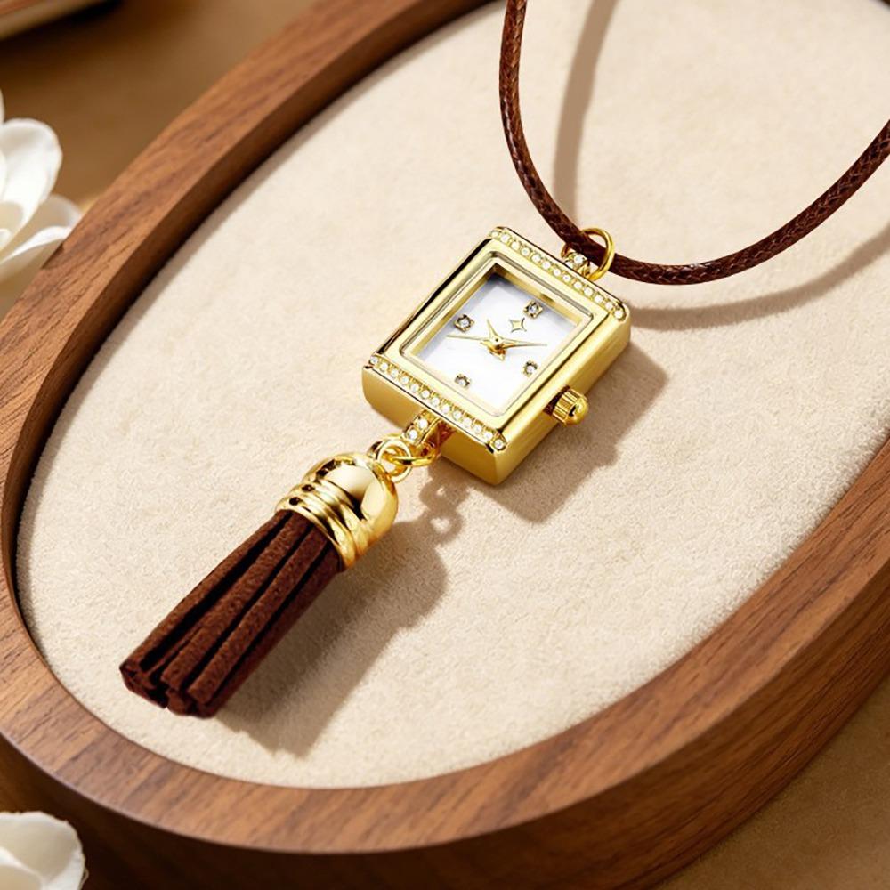 Damen Taschenuhr Französisch Elegantes Quasten-Anhänger-Halskette Für Sie Damen Geburtstagsgeschenk Quarzwerk Retro Mode Schmuck