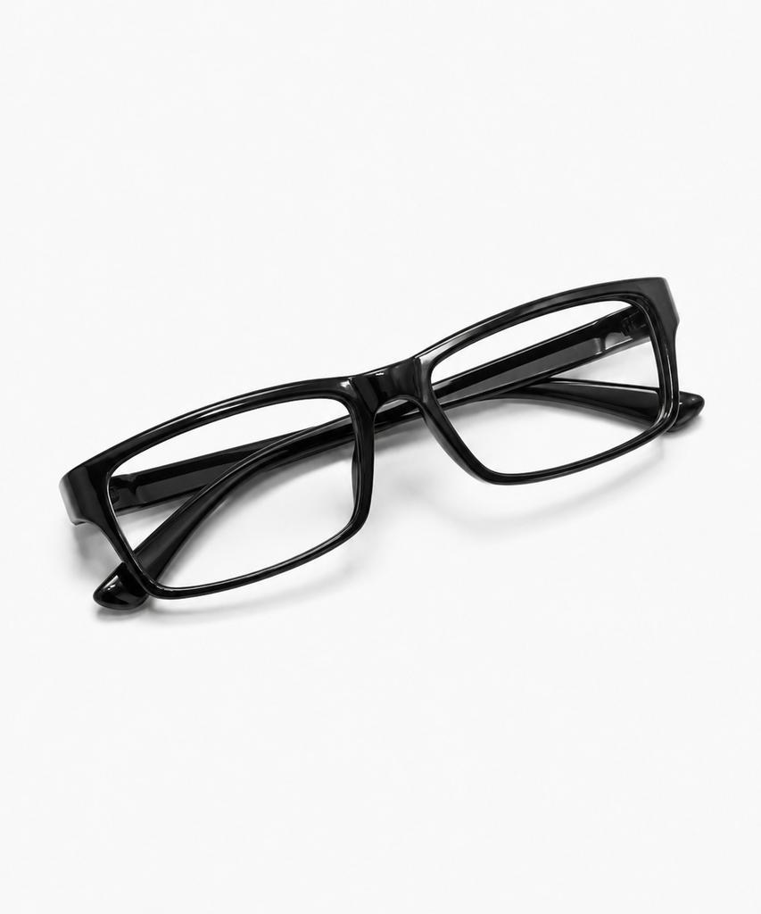 KOLEAT Black Geek Chic Square Horn-Rimmed Unisex Daily Fashion Eyeglasses [Bshr]