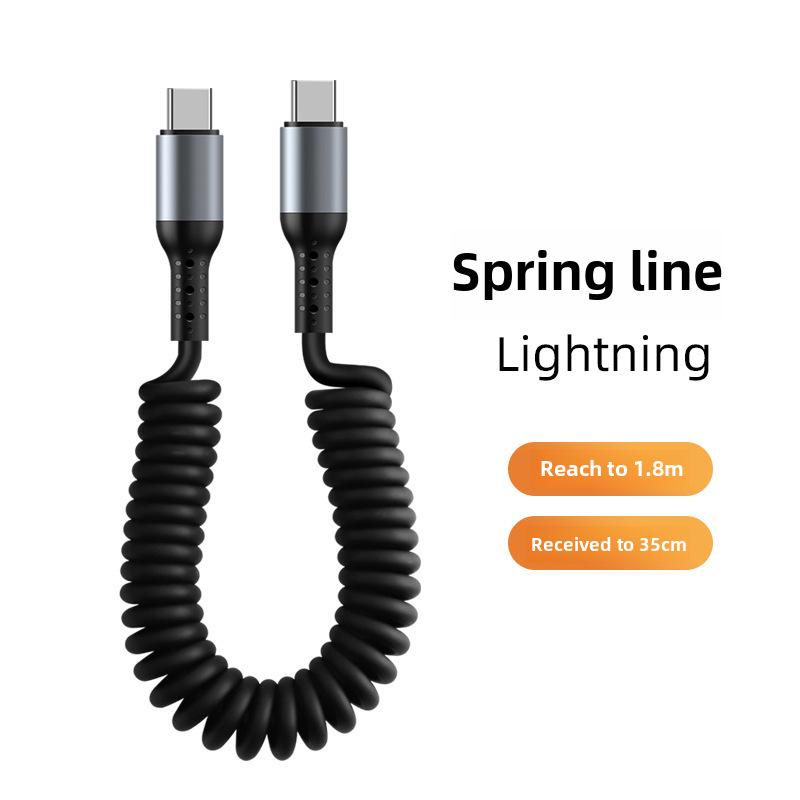6A Kabel do CarPlay Sprężynowy Wyciskany 6A do Super Szybkiego Ładowania, Kompatybilny z Urządzeniami Huawei i Apple 14.