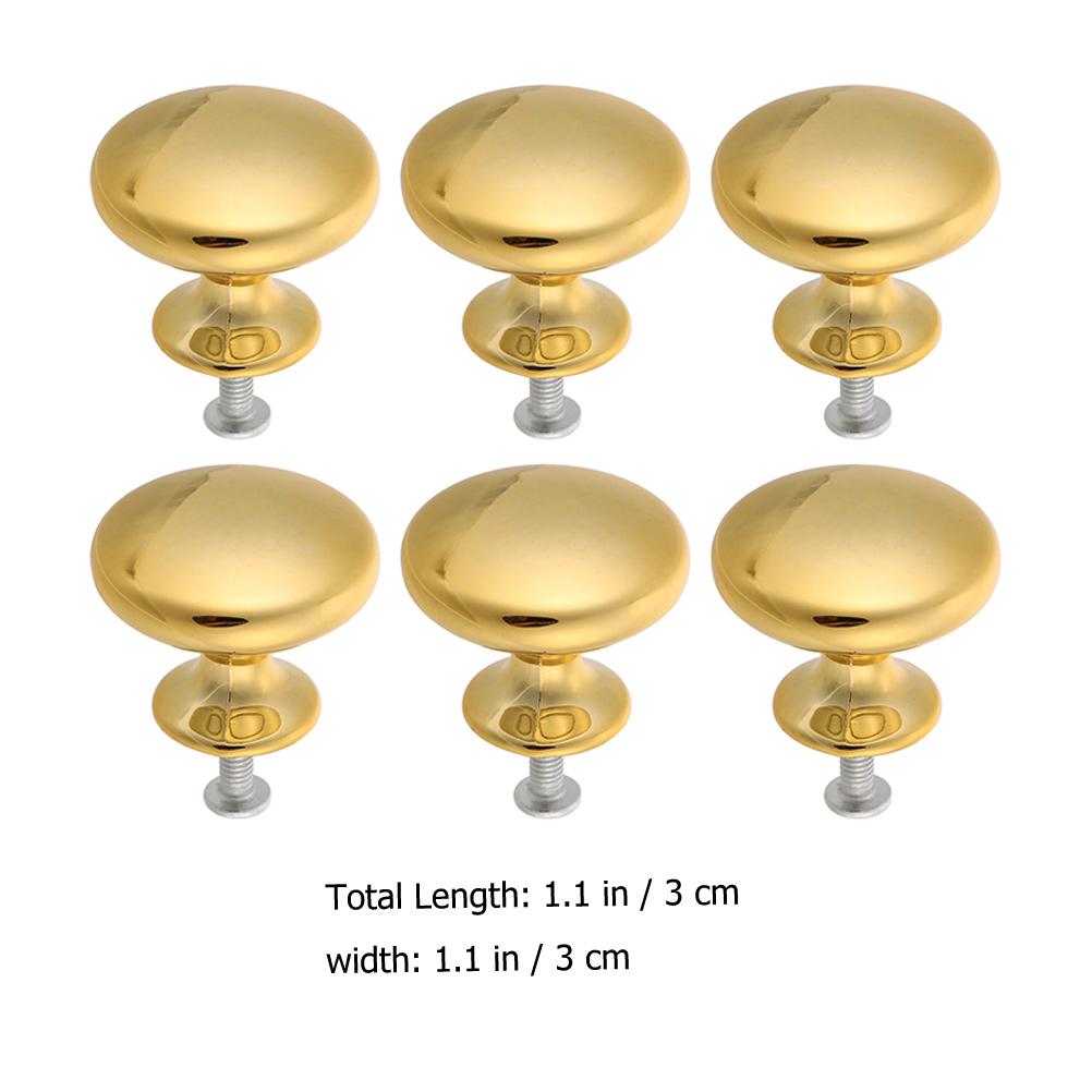 

6Pcs Modern Round Door Knob Brushed Cabinet Pull Zinc Alloy Mushroom Style Handle for Chest Bin Wardrobe Smooth Surface золотистий