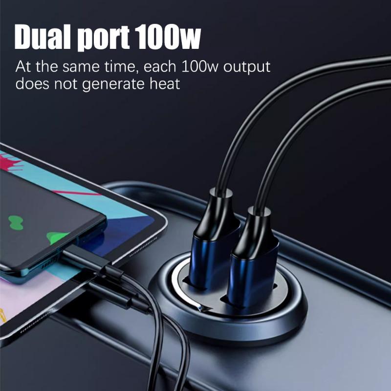 200W Car Charger Dual Ports Fast Charging QC3.0 USB Adapter Car Phone Charger Single Port 100W USB Converter For iPhone Samsun