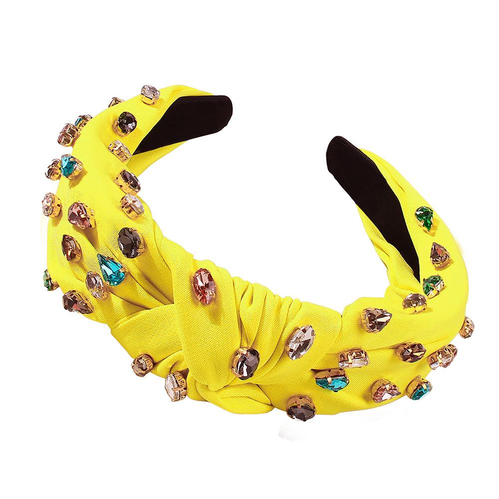 Colorful Rhinestone Headband Middle Knot Turban Hairband For Women Girls Handmade Casual Head Band New Fashion Hair Accessories