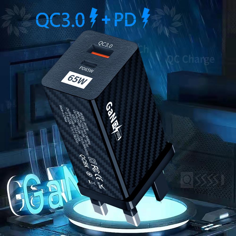 65W GaN Charger PD Quick Charge 4.0 3.0 Type C USB C Fast Charger Adapter Mobile Phone Portable Charger For Tablet iPhone 15 14