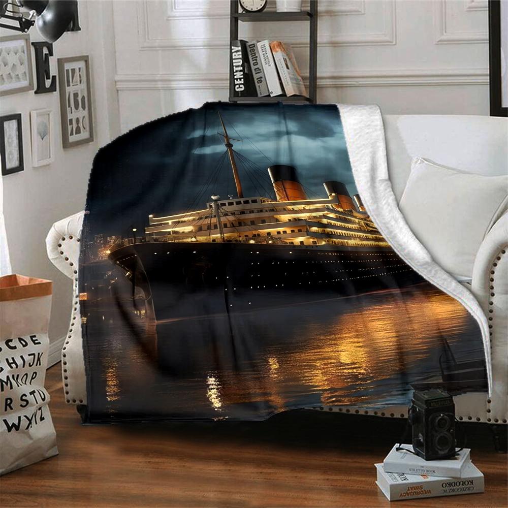 Titanic Theme Printed Blanket - Perfect for Couch, Bed, Travel & Outdoor Use | Machine Washable, Cozy & Durable.