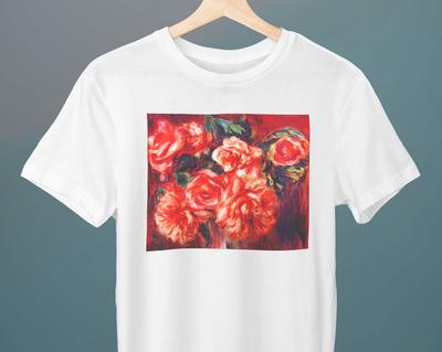 Moss Roses, Pierre-Auguste Renoir Painting, Unisex T-Shirt, Art T-Shirt, Gift for Her, Gift for Him, Art Lover Gift