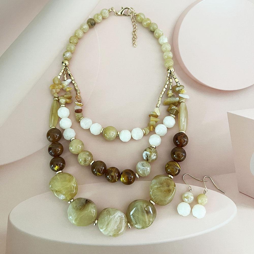 Женские Массивные Цветные Ожерелье-Воротник Серьги Неправильный Акриловый Камень Ювелирные Аксессуары