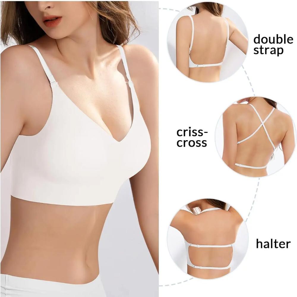 Women Seamless Underwear Sexy Adjustable Detachable Shoulder Straps Bra Summer Backless Invisible Tops Bralette Comfort Lingerie