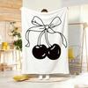 Illustration C-Cherry with Bow Throw Soft Warm Throw Blanket for Bedroom Living Room Bed Travel Camping Picnic Gift
