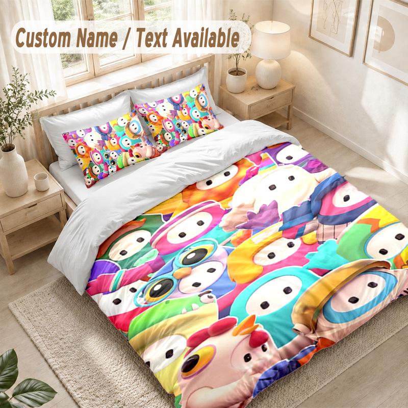 Fall Guys Bedding Set, 1 Duvet Cover & 2 Pillowcases Soft Comfortable Bedroom Home Textile Decor