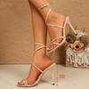 Sandali con Tacco da Donna Taglia Grande Estate Nuovi Sexy Open Toe Slingback con Cinturino alla Caviglia Scarpe con Tacco Moda Elegante Cinturino con Fibbia Tacco Sottile