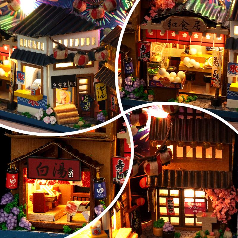 CUTEBEE Japanisches Kasten-Theater DIY Puppenhaus Bausatz Möbel Miniatur Puppenhaus Beleuchtung Spielzeug Für Kinder Paar Geburtstagsgeschenk