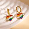Stainless Steel Colorful Oil Drop Sweetheart Dangle Earrings for Women - Versatile Everyday Accessories