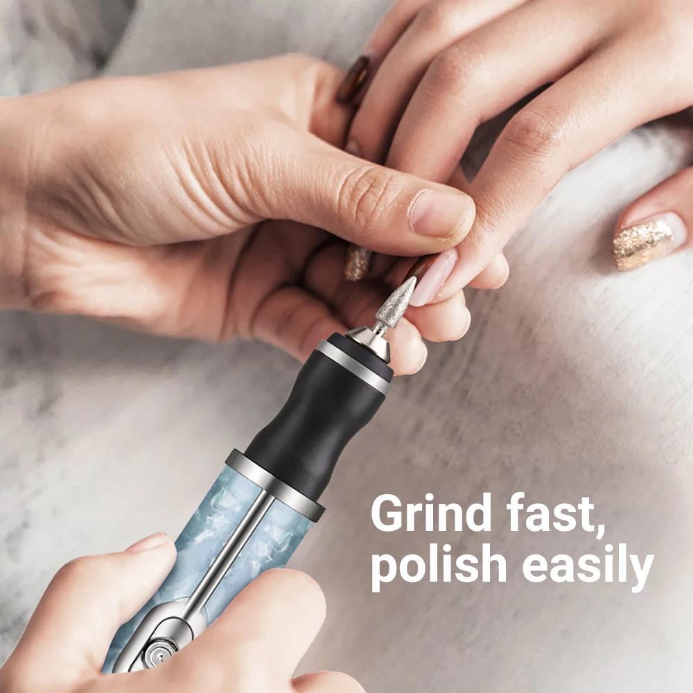 YIKOOLIN Electric Nail Polisher Drill Bits Professional Nails Grinding Polishing Dead Skin Removal Art Sanding File Pen Manicure