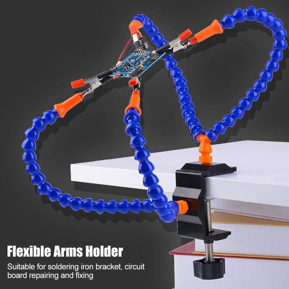 7pcs Flexible Arms Flexible Soldering Holder Blue Wire Clip Holder Circuit Board Repairing