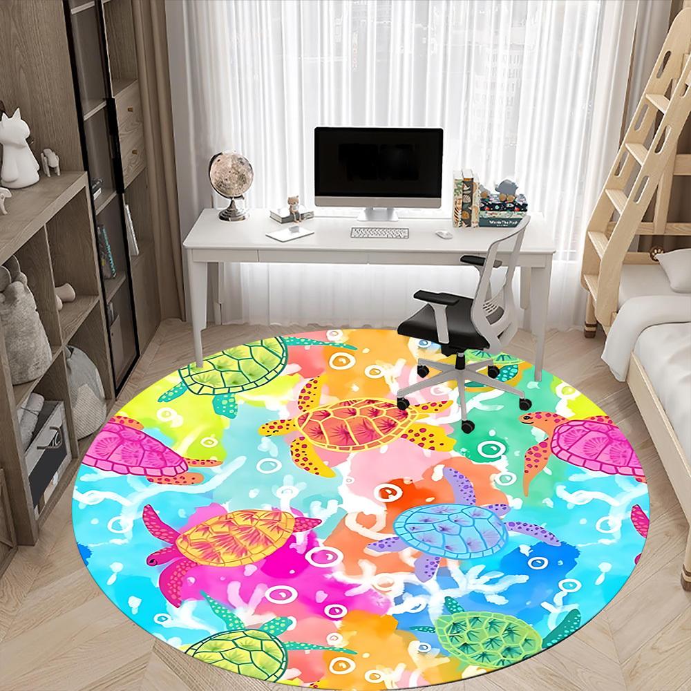 1pc Turtles, Ocean Chair Carpet for Office, Non slip, Soft and Durable Office Rug