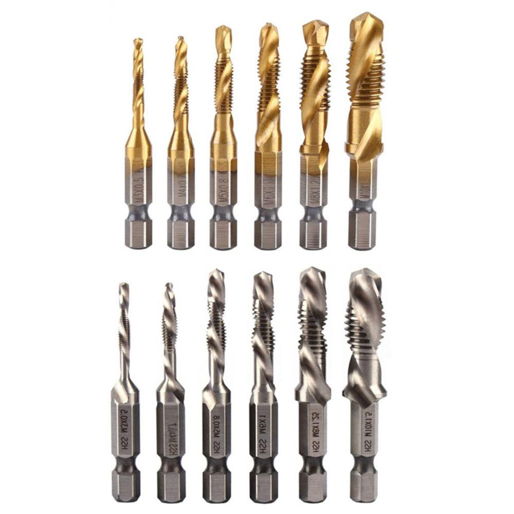 Titanium Coated Hex Shank Tap High Speed Steel Titanium Plated Tap  Thread Cutting