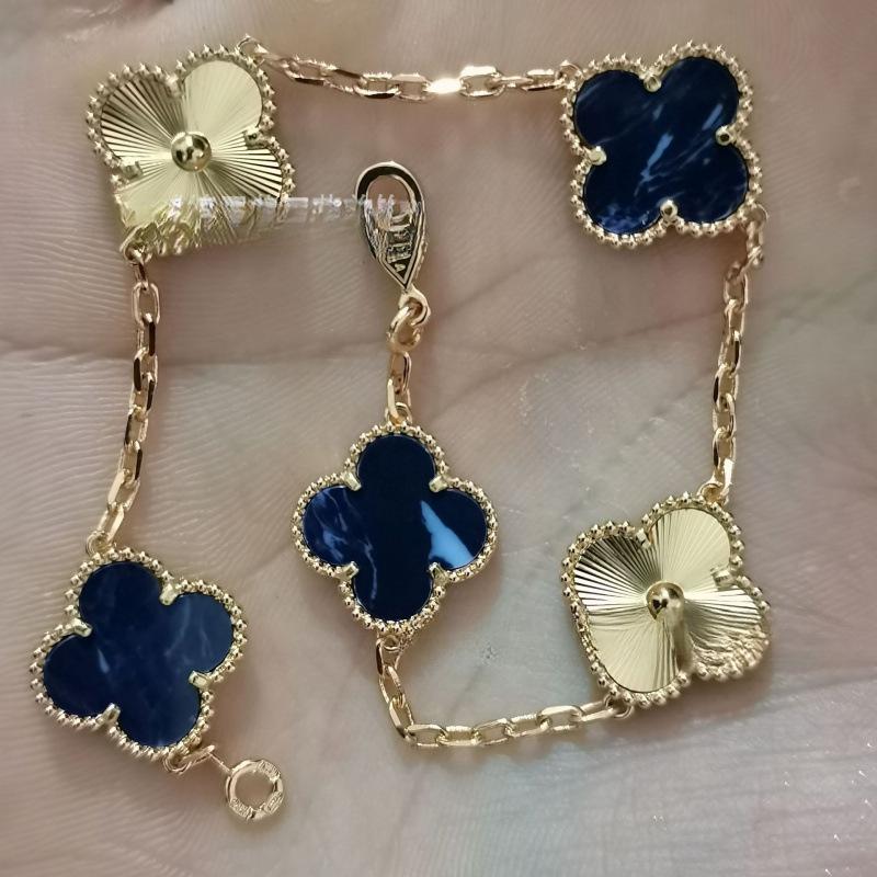 Exquisite Four-leaf Clover Bracelet for Women Five-flower Bracelet Double-sided Natural White Mother-of-pearl and Carnelian Bracelet