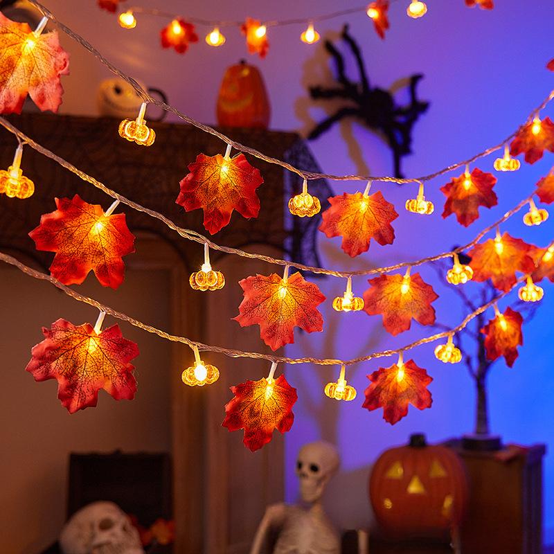 

1,5 м 10 шт. 6,5 м 30 шт. Светодиодная имитация кленового листа тыквы фонарь гирлянда День благодарения Хэллоуин солнечные батареи украшения огни 6.5m 30led Solar
