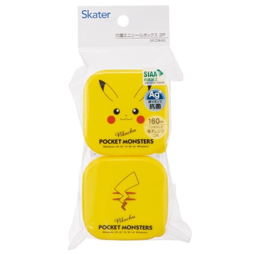 Skater Mini Self-Sealing Storage Containers for Side Dishes, 160ml, Set of 2, Pok?mon Pikachu Face MO2W