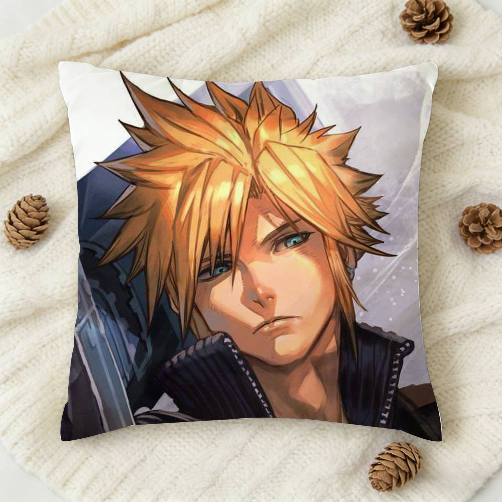 Games Figure Tifa Cloud Strife Double-Sided Printed Square Decorative Cushion Cover For Sofa Living Room Home Decor