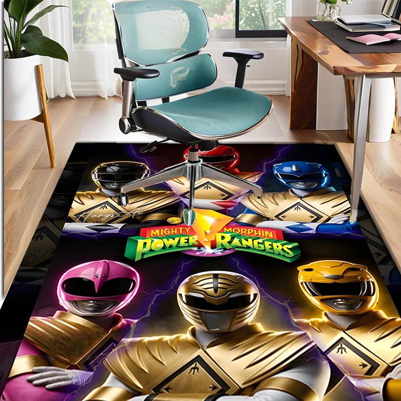 Mighty Morphin Power Rangers Pattern Rug, Indoor/Outdoor Mat, for Picnic, Gameroom, Bedroom, Office, Living Room, Home Decor Carpet, Birthday Gift