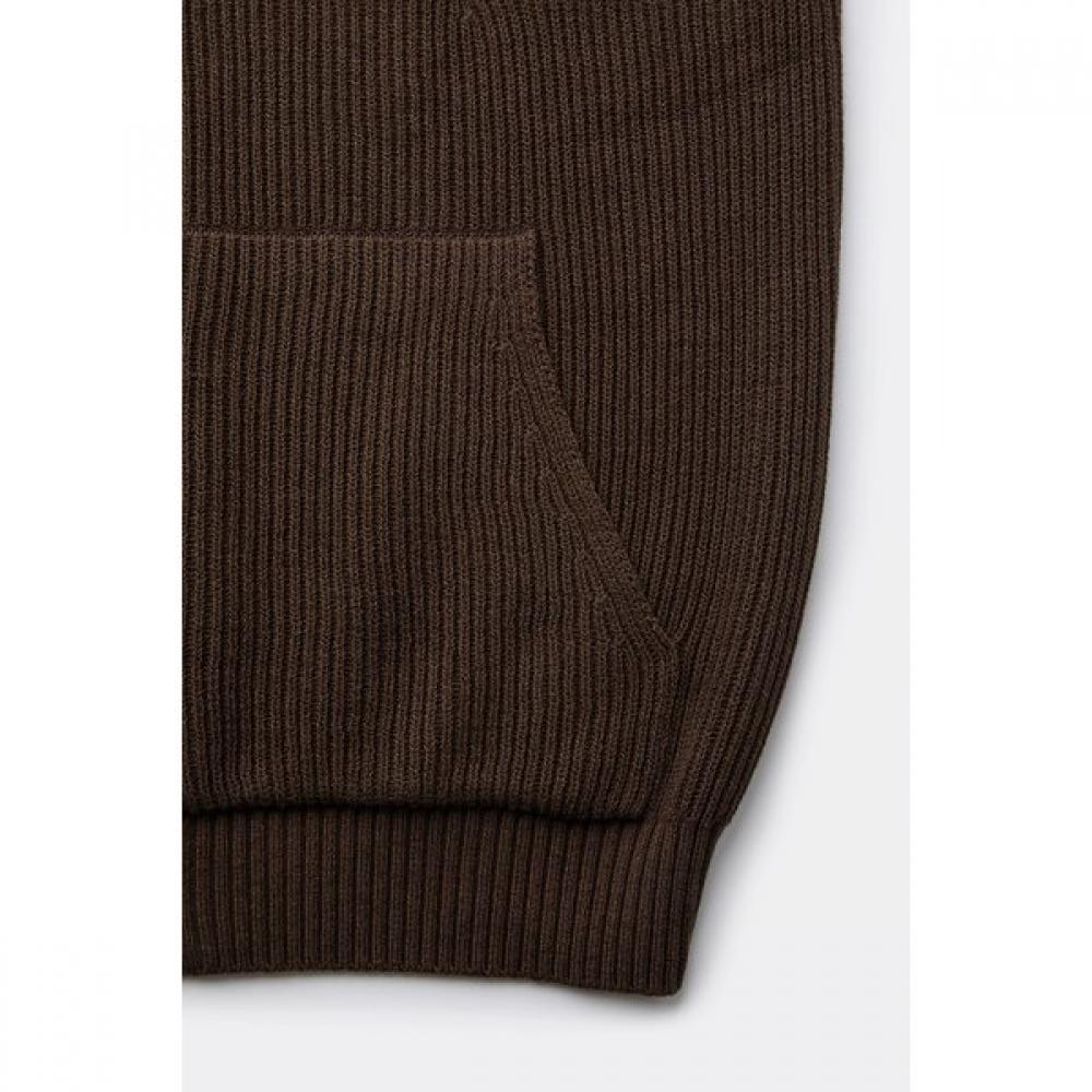 Customellow Loose Fit Turtleneck Knit Zip Vest Brown Cwwaw25901brd