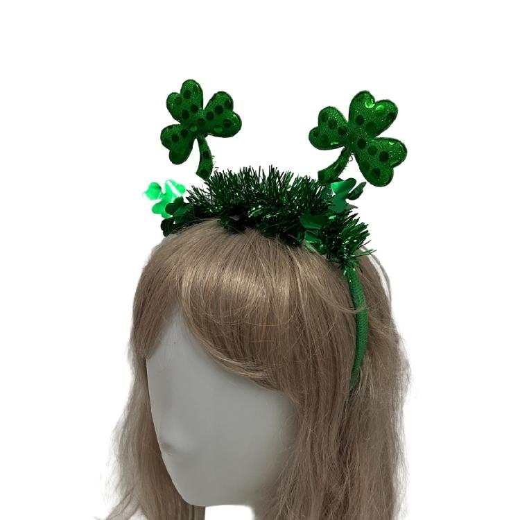 StPatrick Shamrock Flower Headband Sequins Hair Hoop Music Festival Headdress