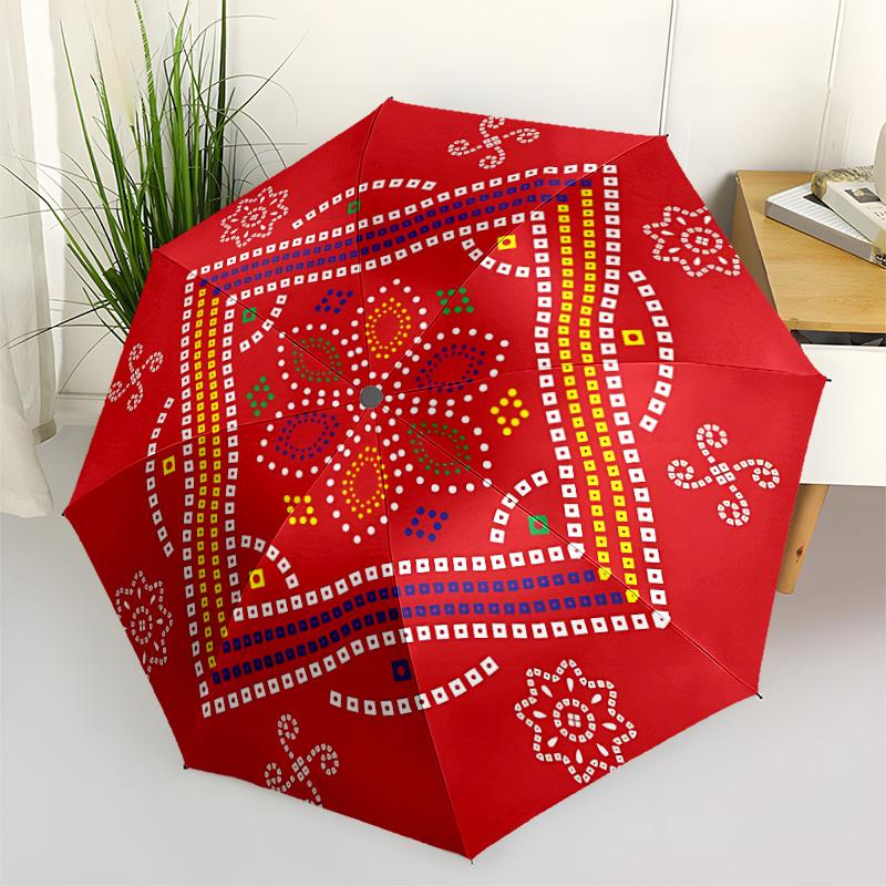 

1pc Colorful Pattern Automatic Opening/Closing Folding Umbrella with 8 Ribs, Plastic Handle, Windproof Portable Sunshade Umbrella yy251222190